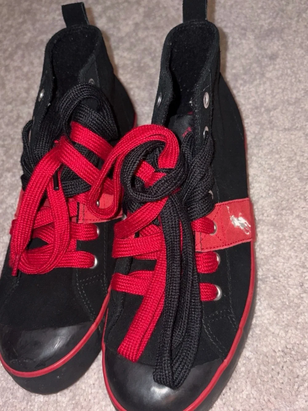 Polo by Ralph Lauren Black and Red Mid-Top Sneakers
